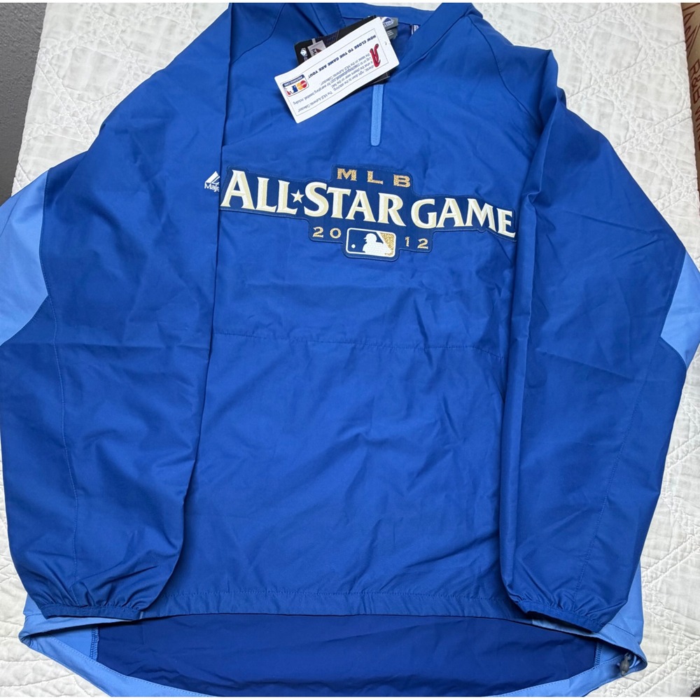 Majestic MLB All-Star Game Pullover Windbreaker Mens Large Blue 2012 Cool Base